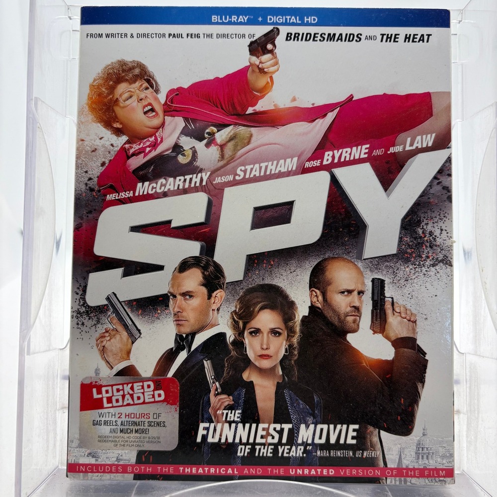 Spy Blu-ray Digital HD Melissa McCarthy Jason Statham Unrated Theatrical Movie